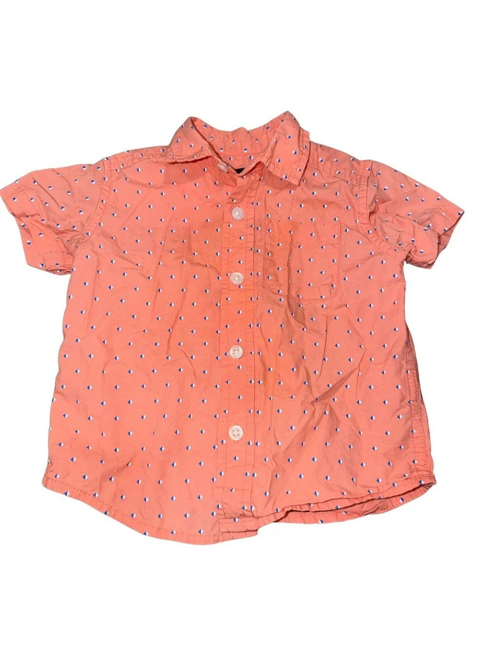 3-Pack Kids Short Sleeve Button-Down Shirts - Coral, White & Aqua